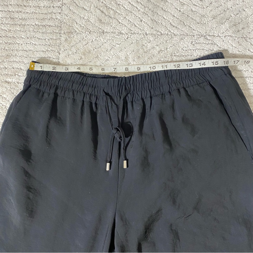 Zara Black Wide Leg Cropped Pants XL | High Waist Elastic Casual Chic - Picture 9 of 15